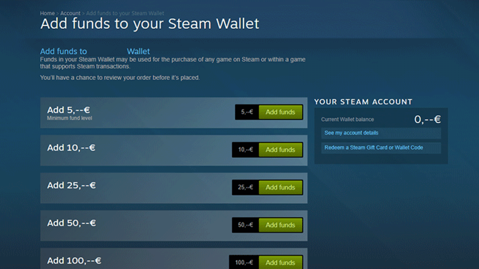 5$ steam wallet card